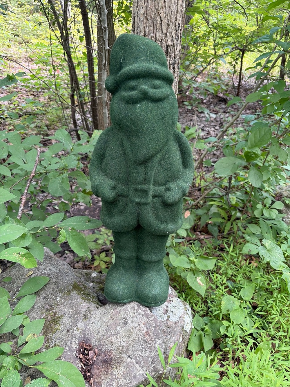 23 Inch Green Flocked Foam Santa Christmas Decor